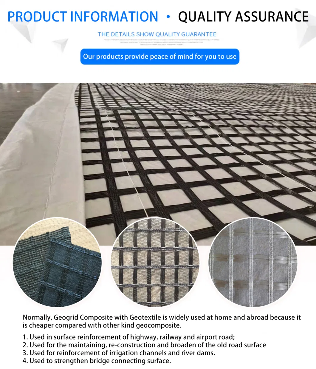 Road Base Stabilization PP Combigrid Biaxial Geogrid Composite with Non Woven Geotextile Global Hot Sold